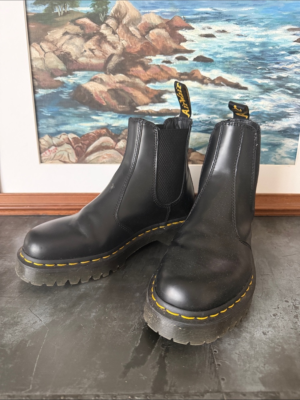 Dr. Martens Women’s Black Chukka Boots with Yellow Stitching
